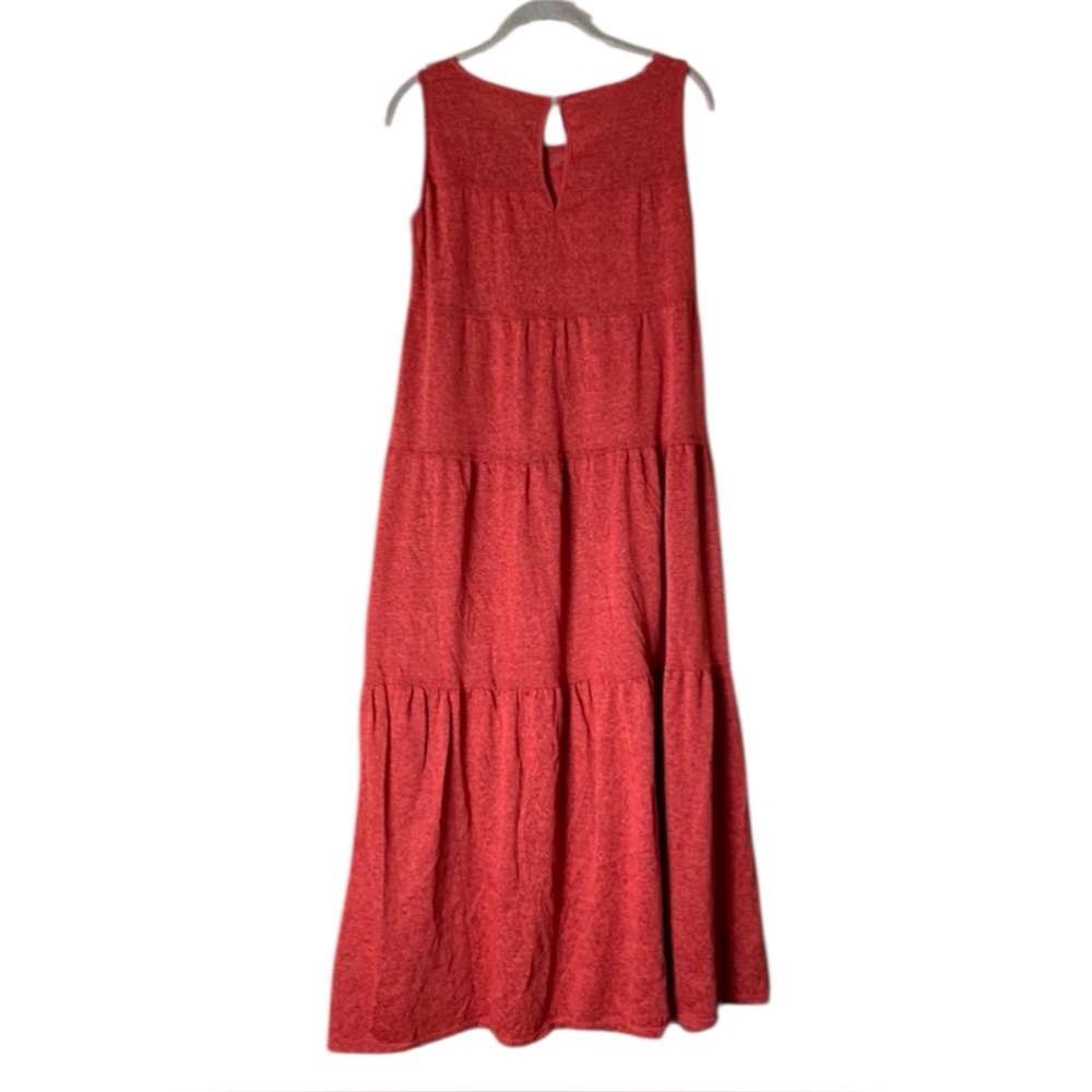 5/$25 Red Tiered Maxi Dress Sleeveless Boho Cottagecore Flowy XS Prarie Western - Picture 3 of 4